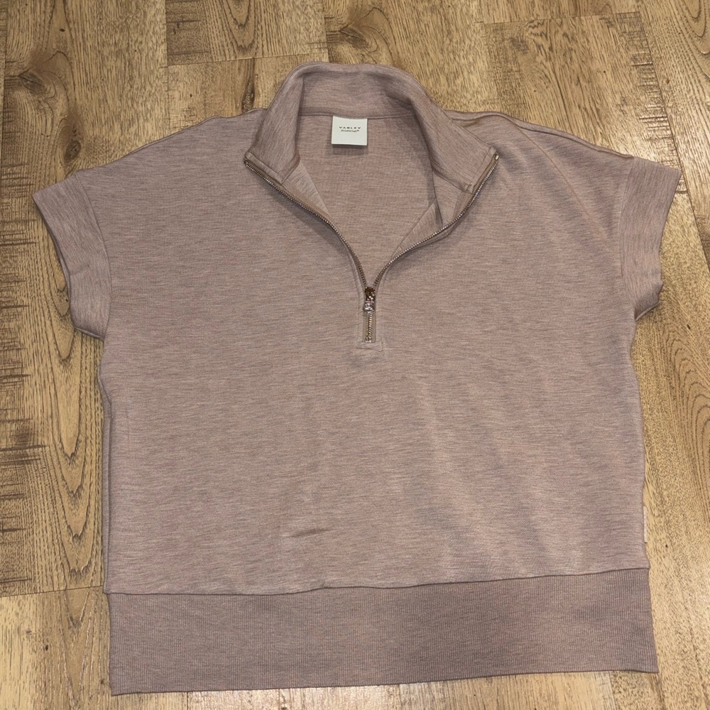 VARLEY RITCHIE SHORT SLEEVE Half-Zip Double Soft SWEAT SHIRT PULLOVER Taupe Marl